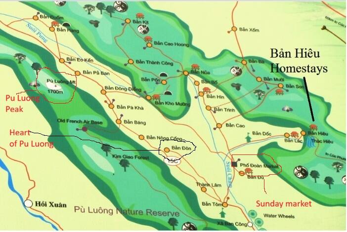 Pu Luong off the beaten track : Less touristy routes in Pu Luong nature reserve 2 Pu Luong trekking map